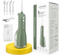 Professional LuxeCare Luxe Water Floss Portable Oral Irrigator | 5 Cleaning Modes | 360° Rotating 4 Extra Nozzles | USB Rechargeable Water Flosser | Deep Teeth & Gum Care Device for Men&Women (Green)