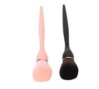 Professional Makeup Brush Set 2PCS Soft Synthetic Fiber Blush Powder Brush for Flawless Makeup Home Travel Black Pink