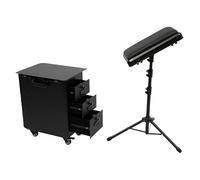 Professional Makeup Case Beauty Trolley 42x28x53cm with 4 Universal Wheels Combination Lock Three Drawers & Adjustable Tripod Metal Workstation Hairdressing Case for Makeup Artists