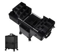 Professional Makeup Case Makeup Artist Travel Organizer, Aluminium Vanity Case, Make Up Artist Train Case Hairdressing Tools Organiser, Black