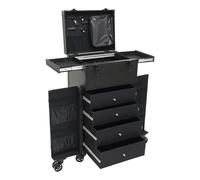 Professional Makeup Case, Portable Beauty Organiser, Beauty Box On Wheels, Artist Vanity Box with 4 Drawers, Lockable Rolling Makeup Case, 30kg Capacity