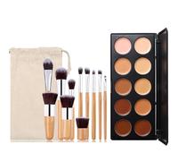 Professional Makeup Cream Contour Palette, MKNZOME 10 Colours Concearler Full Coverage & Makeup Brush Set Contour Concearler Palette Contouring Face Make Up Gift for Women Girls