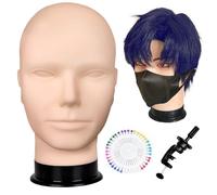 Professional Male Makeup Mannequin Head "Pouting Guy" Wig Styling Cosplay Training Head with Stand & Pins 29cm 3 Styles: Bare/Semi/Makeup Ready