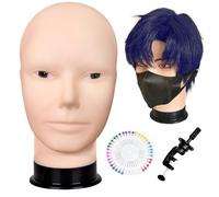 Professional Male Makeup Mannequin Head "Pouting Guy" Wig Styling Cosplay Training Head with Stand & Pins 29cm 3 Styles: Bare/Semi/Makeup Ready