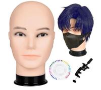 Professional Male Makeup Mannequin Head "Pouting Guy" Wig Styling Cosplay Training Head with Stand & Pins 29cm 3 Styles: Bare/Semi/Makeup Ready