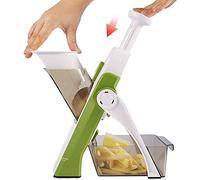 Professional Mandoline Slicer with 4 Cutting Modes Slice Dice Chop Julienne Safe and Easy to Use Manual Food Cutter for Chefs and Home Use (Green)