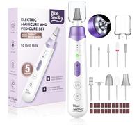 Professional Manicure Pedicure Kit 10 in 1 Cordless Nail Drill Portable Electric Nail File Thick Toenail Grinder, Toe Nail Tools Hand Foot Care Nail Drill for Women Men Baby (Purple)