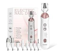 Professional Manicure Pedicure Kit Drill Electric Nail File 8-in-1 Toe Grinder LED Light Tool for Thick Nails Women White
