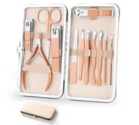 Professional Manicure Pedicure Set 12in1 Nail Care Kit with Stainless Steel Nail Clippers Cuticle Trimmer Grooming Manicure Pedicure Tools for Women Ultra Sharp Sturdy Personal Care Tools Travel Case