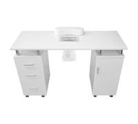 Professional Manicure Table Nail Technician Beauty Salon Tech Station Storage Desk Built In Dust Collector Fan Removable Cushion Rubber Mat 8 Castor Wheels 3 Pull Out Drawers 1 Cupboard 2 Shelves Whit
