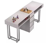 Professional Manicure Table with Drawers and Plug-In Board, Modern Salon Nail Desk for Nail Technicians and Makeup Artists