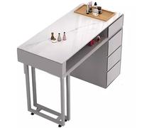 Professional Manicure Table with Drawers and Plug-In Board, Modern Salon Nail Desk for Nail Technicians and Makeup Artists