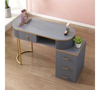 Professional Manicure Table with Storage Drawers and Cabinet - Functional Wooden Salon Work Station for Nail Artists