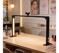 Professional Manicurist Desktop Lamp, 420 LED Beads, 48W Nail Tech Lamp with Phone Holder, Tri-Fold Nail Tech Light for Lash Eyelash Extension, Tattoo, Eyebrows (48W)(Black)