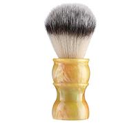 Professional Manual Beard Shaving Brush with Dense Nylon Bristles, Men's Mustache Brush for Rich Lather, Softens Facial Hair, Portable Barber Brush for Home Travel Use (Yellow Color)
