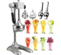 Professional Manual Citrus Juicer, Stainless Steel Commercial Grade Fruit Press with Booster Gearbox, Non-Slip Handle, Thickened Base for Orange, Pomegranate, Lemon