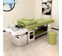 Professional Massage Shampoo Bed, Head SPA Beauty Salon Table with Green Simple Plaid Design, Includes Water Circulation & Comfortable Headrest