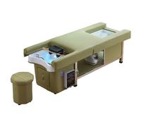 Professional Massage Shampoo Bed, Head Spa Equipment with Water Cycle, Fumigation Facial Bed with Foot Bath, Open Storage & Stool Included