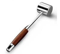 Professional Meat Tenderizer Hammer Stainless Steel, Heavy Duty Double Sided Meat Tenderiser Mallet with Anti-Slip Wooden Handle, Metal Meat Tenderiser Pounder Mallet Kitchen Tool Dishwasher Safe