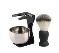 Professional Men Beard Shaving Brush Set Stainless Steel Bowl Stand Mustache Facial Cleaning Tool