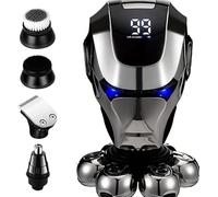 Professional Men’s Grooming Kit - 5-in-1 Rotary 7D Head Shaver with Rechargeable Battery- Waterproof LED Display & Full Grooming Attachments