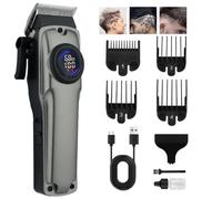 Professional Men's Hair Clipper, Electric Hair Trimmer Beard Trimmer Man Cordless Shaver with Adjustable T-Blade, LCD Display, 4 Guide Combs
