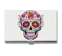 Professional Metal Business Card Holder Ultra Slim, Sugar Skull Card Case with Magnetic Closure, Name Cards Organizer for Pocket Purse, Wallet Credit Cards Id Case for Men Women
