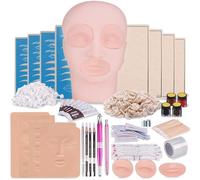 Professional Microblading Kit for Beginners, Complete Permanent Makeup Set with Practice Skin, Mannequin Head, Eyebrow Blade Pens & Pigment Ring Training Kit for Lip & Brow Practice