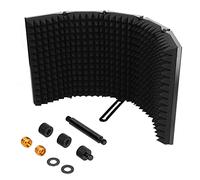 Professional Microphone Isolation Cover, 5 - Panel Pop Filter with Sound Absorbing Foam, Portable Studio Recording Equipment for Voice Over and Music Production, Adjustable