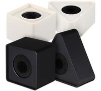 Professional Microphone Logo Flag Station Cube - ABS & Sponge Mic Mark Holder for Broadcasting, Interview, Reporting (Black/White)