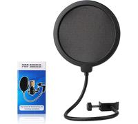 Professional Microphone Pop Filter Shield,Mic Wind Mask Shield Screen with Blue Yeti and Any Other Microphone, Dual Layered Wind Pop Screen With A Flexible 360 Degree Gooseneck Clip Stabilizing Arm