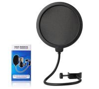 Professional Microphone Pop Filter Shield,Mic Wind Mask Shield Screen with Blue Yeti and Any Other Microphone, Dual Layered Wind Pop Screen With A Flexible 360 Degree Gooseneck Clip Stabilizing Arm
