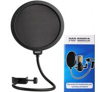 professional microphone windproof and spray proof cover, 6-inch double-layer windproof screen with flexible 360 ° gooseneck clip stabilizing arm, suitable for Blue Yeti and any other microphone (1)