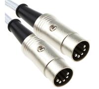 Professional MIDI 5 Pin DIN Cable FULLY WIRED Braided Cable SHIELDED 0.5m White