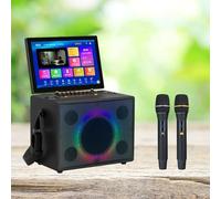 Professional Mini KTV Machine, KTV Singing Karaoke Player with 14.1-inch Touchscreen and 2 Professional Microphones, 180° Flip + 270° Swivel, 10Ah Lithium Battery for Outdoor Party Bar