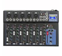 Professional Mixer Sound Board, Portable 7 Channel Mixer, with Lcd Display, Three-Frequency Equalization Adjustment and 48V Phantom, Professional Mixer Sound Board Console, for DJ Studio Recording