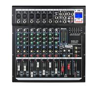 Professional mixer soundboard console 8-channel mic/line input, USB MP3 input sound mixer, 48V phantom power stereo podcast mixer DJ Studio sound board, FX reverb delay effect audio mixer