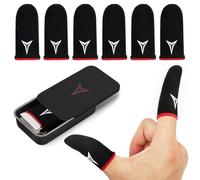 Professional Mobile Gaming Finger Sleeves with Black Case-No More Slipping, Longer Size for 5 Fingers, HIGH Sensitivity, Anti-Sweat, Anti-Slip Finger Gaming Gloves Fits All Touchscreen Devices, 6-Pack