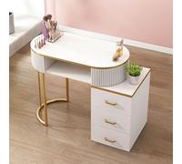 Professional Modern Manicure Tech DeskWooden Beauty Salon Furniture with Drawers & Cabinet for Home Nail Art Setup