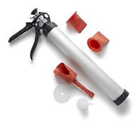 Professional Mortar Grouting Gun Set | Dual Function Tile Grout & Pointing Tool Aluminium Body with Metal Ratchet Handle Complete Kit with Nozzles, Scoop & Spare Plunger