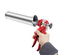 Professional Mortar Pointing & Grouting Set, Stainless Steel Building for Brick Pointing Grouting Cement Lime Applicator Tool & 2 Nozzles, for Brick Tips and Tiles 56 * 22cm Hand Tools, Silver+Red