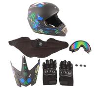 Professional Motocross Helmet for Kids & Adults - Off Road Motorcycle Helmet with Goggles, Gloves & Face Cover, Lightweight ATV Dirt Bike Helmet Set (M (57-58cm))