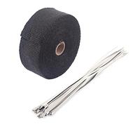 Professional Motorcycle Exhaust Heat Wrap, Black, 10m x 50mm Roll with 10 Cable Ties