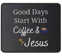 Professional Mouse Pad, Good Days Start with Coffee and Jesus Office Mousepad Non-Slip Desk Mats 25X30cm for Work Studying Gamer