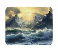 Professional Mouse Pad, Ocean Waves Crashing Against The Rocks Of High Mountains, Spill-Resistant Mousepads, Desk Pad, 25X30cm, Work, Studying, Typing