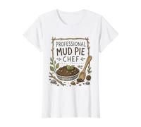 Professional Mud Pie Chef Funny Mud Kitchen Value Graphic T-Shirt, Women, White, M