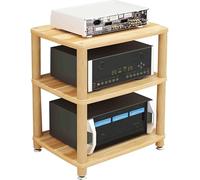 Professional Multi-Layer Audio Cabinet for Speakers - Solid Wood Amplifier Rack with Heat Dissipation Floor-Friendly Design Log Color 3-Stories for Home Use