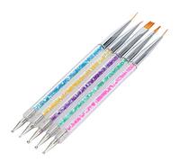 Professional Nail Art Liner Brushes DIY Double End Nail Dotting Pen Painting Brush Set High Quality Nylon Hair Nail Art Tools for Nail Design Enthusiasts 5PCS