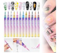 Professional Nail Art Marker Set with 12 Intense Colours for Creative Manicure Design Ideas Precise Artistic Design (White, 1.4 x 14.8 x 13.8 cm)
