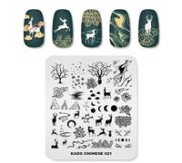 Professional Nail Art Stamping Plates with Chinese Style Ancient Legend Sika Deer Tree Patterns for Manicure DIY Image Print Nail Design Transfer Tools